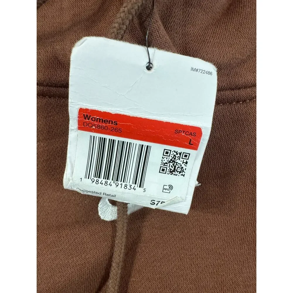 Nike Women's Phoenix Fleece Oversized Pullover Hoodie Sweatshirt Brown Large NWT